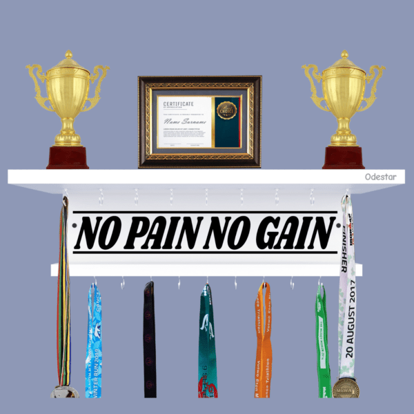 ODESTAR MEDAL HOLDER FOR WALL NO PAIN NO GAIN